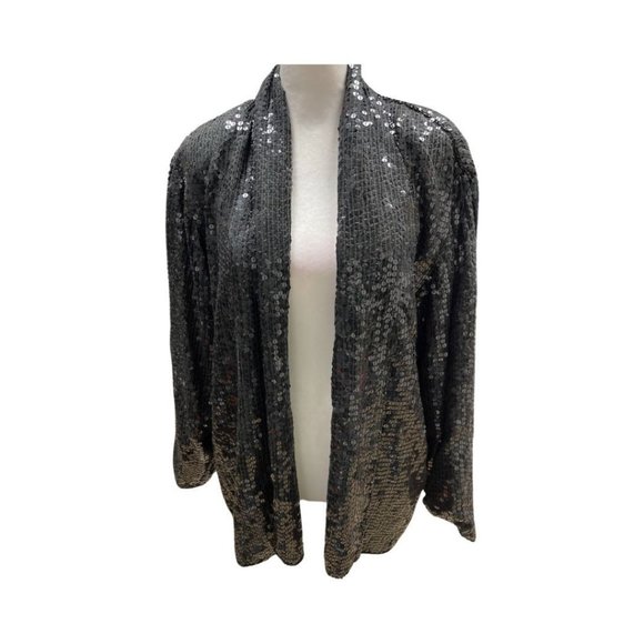 Style n Design Vintage Black Sequin Open Front Blazer - Picture 1 of 2